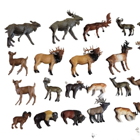 Woodland animal play figurines deer moose elk cake topper, train sets diorama - Picture 13 of 14